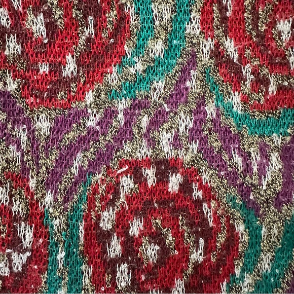 Vintage Missoni Sport Rose Print V-Neck Knit Cardigan Red, Beige, Purple Medium - Picture 6 of 8
